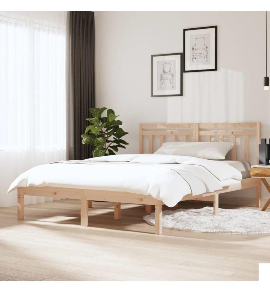Cadre de lit Bois massif 135x190 cm Double