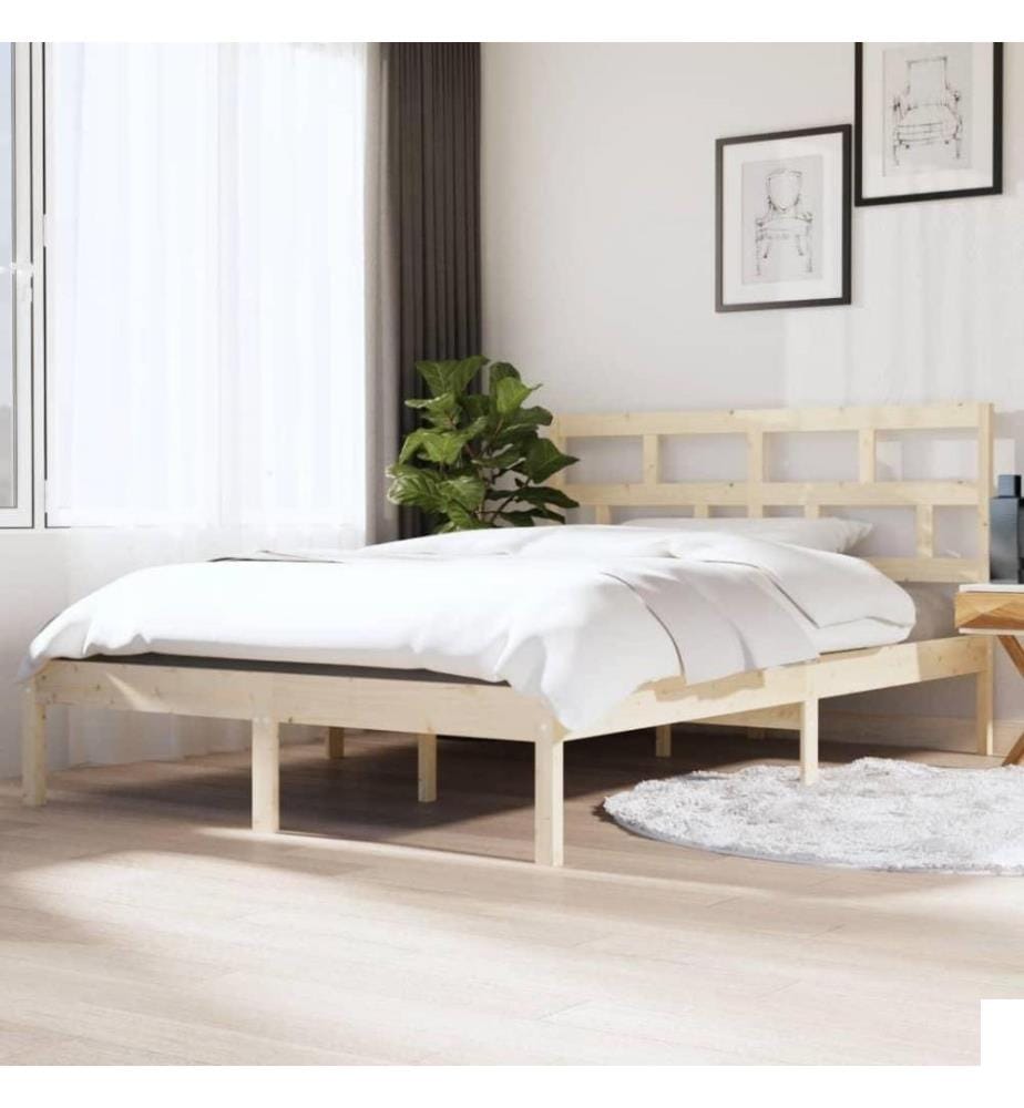 Cadre de lit Bois massif 135x190 cm Double