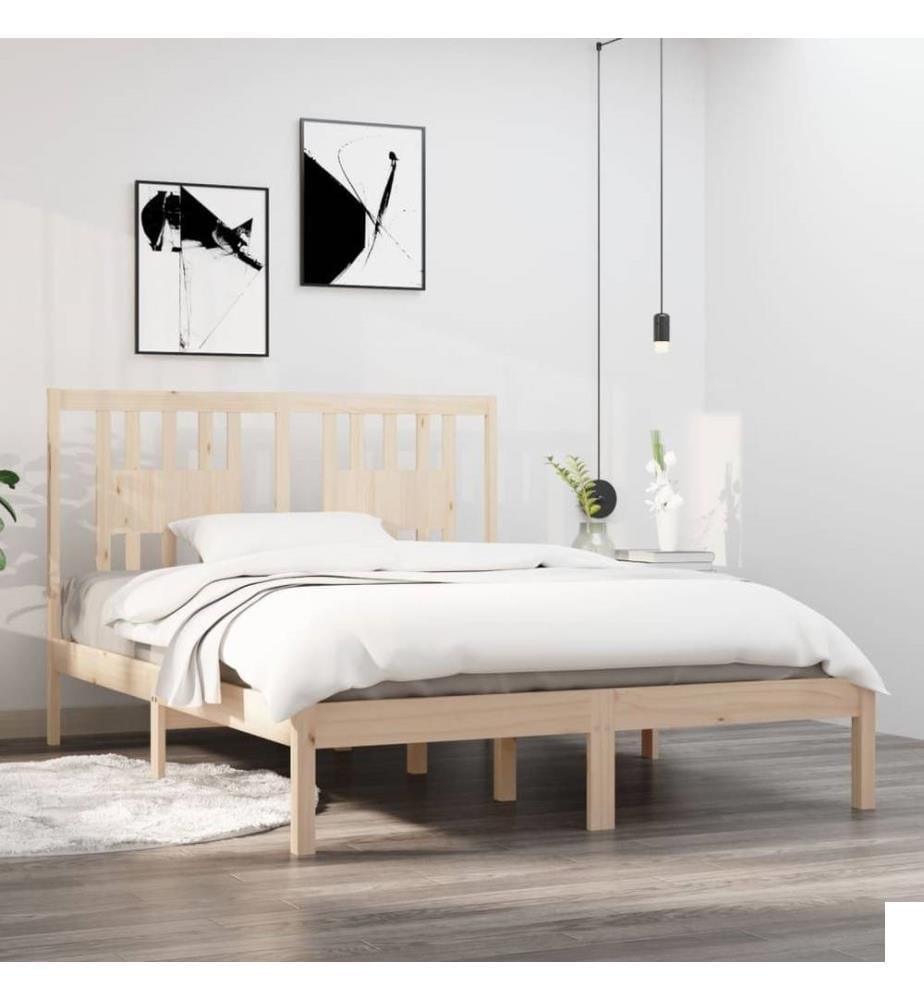 Cadre de lit bois massif 135x190 cm double