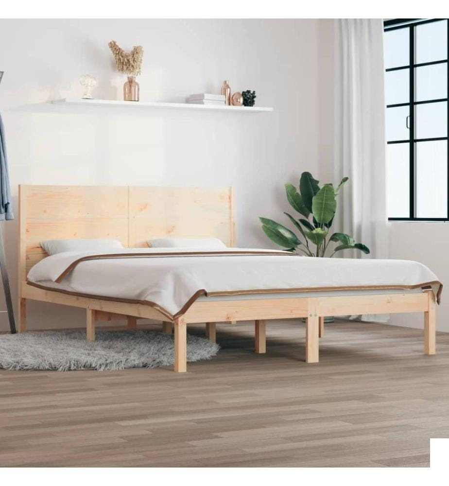Cadre de lit bois massif 135x190 cm double