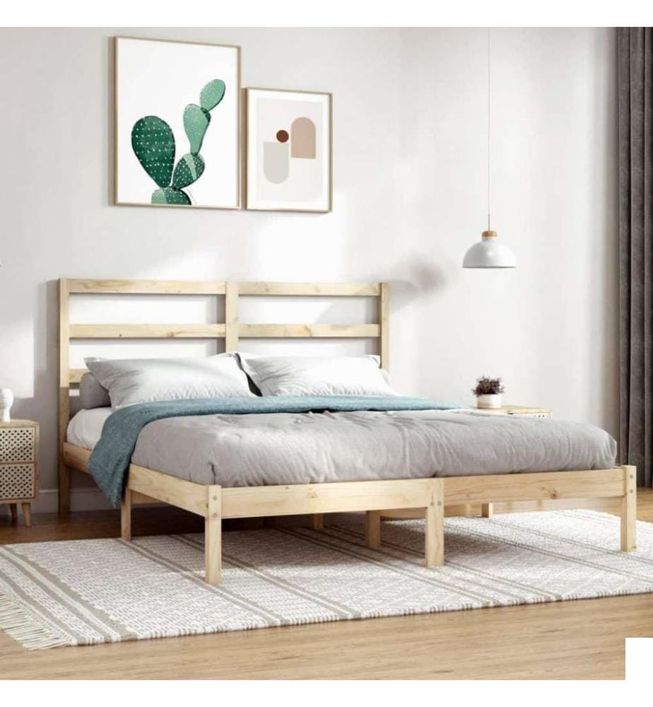 Cadre de lit Bois massif 135x190 cm Double