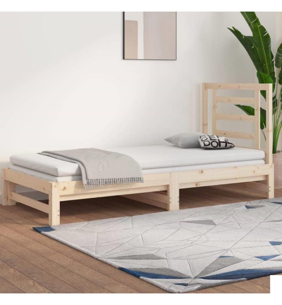 Lit coulissant 2x(90x190) cm Bois de pin massif