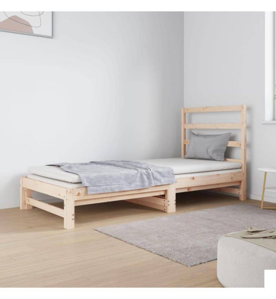Lit coulissant 2x(90x190) cm Bois de pin massif