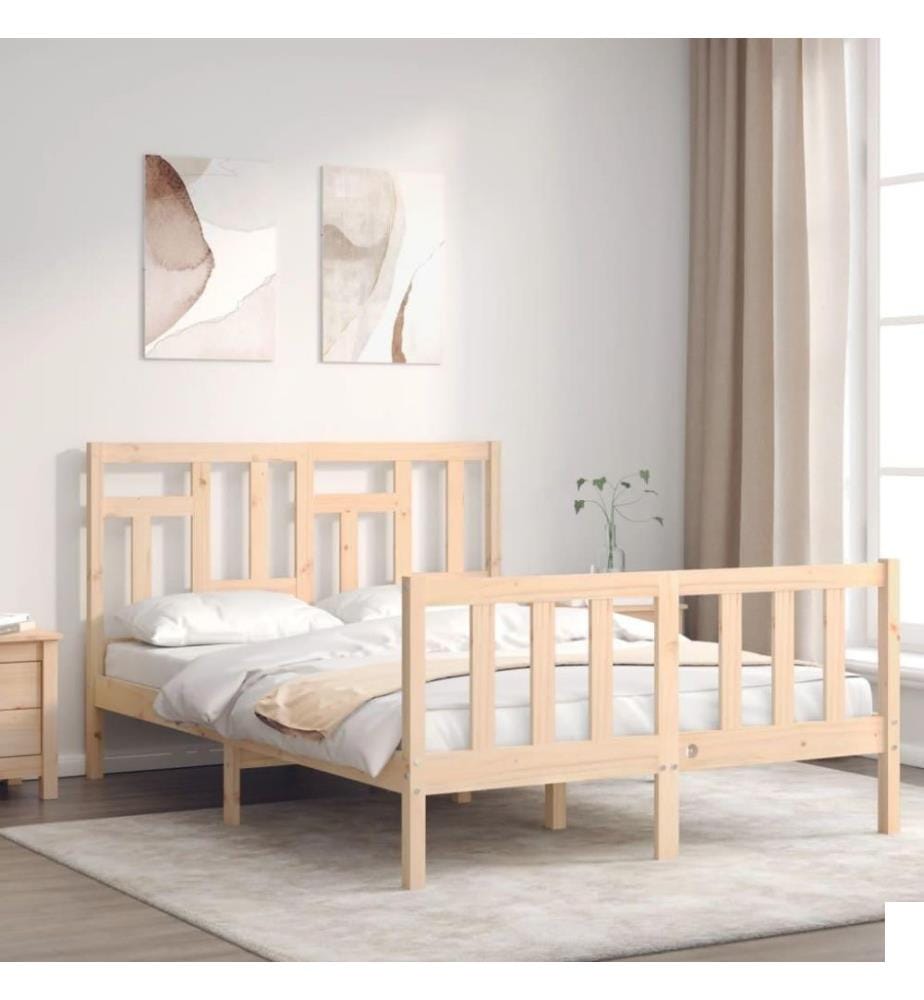 Cadre de lit avec tête de lit 140x200 cm bois massif