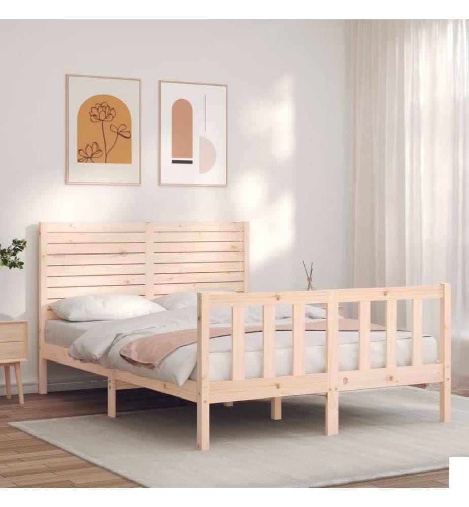 Cadre de lit avec tête de lit 140x200 cm bois massif