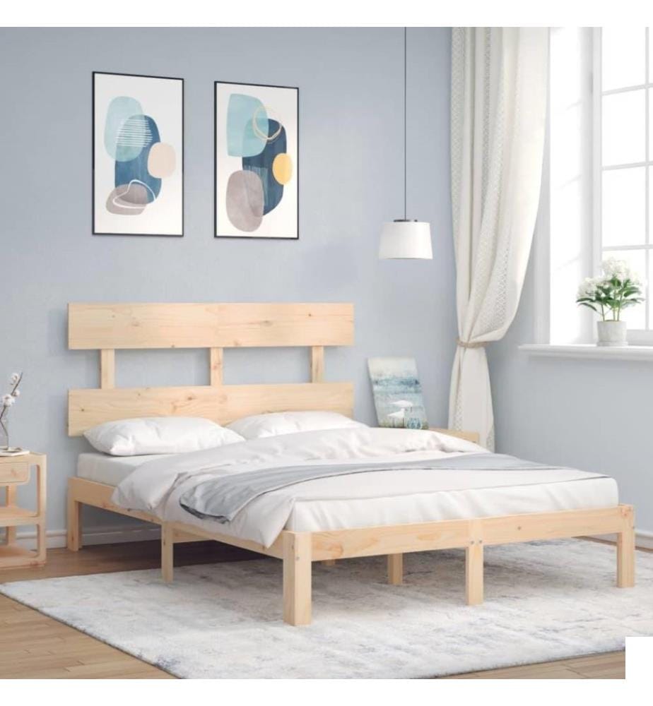 Cadre de lit avec tête de lit 140x200 cm bois massif