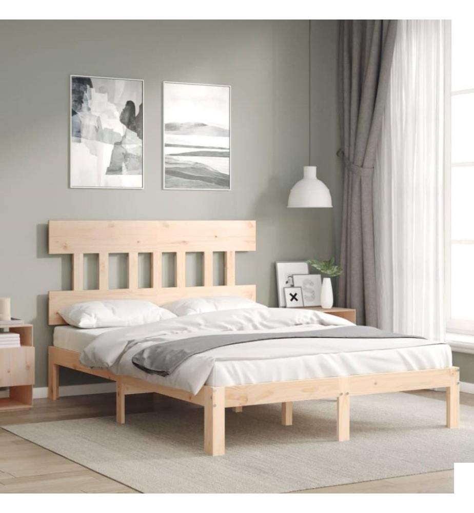 Cadre de lit avec tête de lit 140x200 cm bois massif