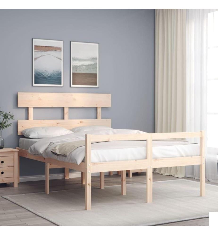 Cadre de lit avec tête de lit 140x190 cm bois massif