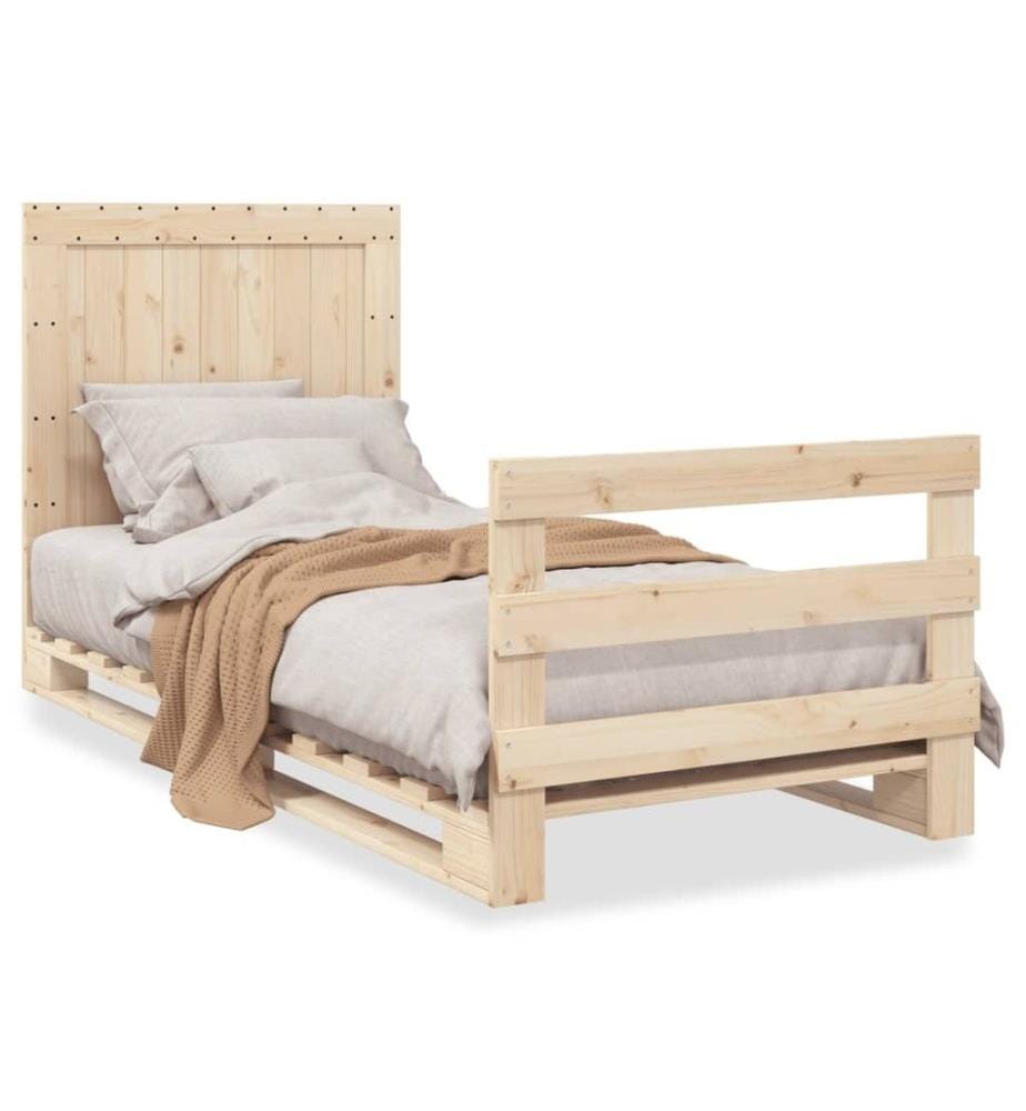 Cadre de lit avec tête de lit 90x200 cm bois de pin massif