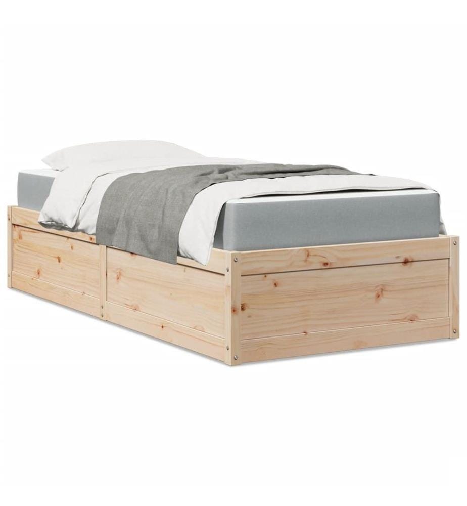 Lit avec matelas 90x200 cm bois massif de pin