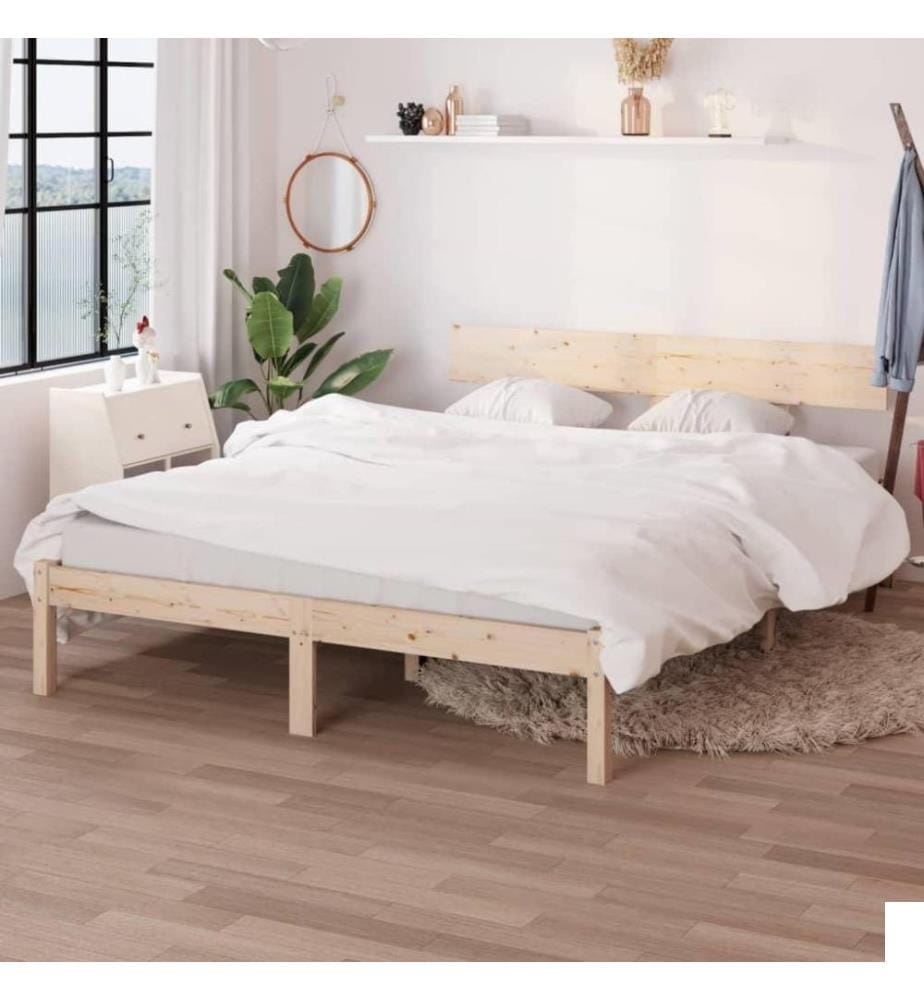 Cadre de lit Bois de pin massif 140x190 cm