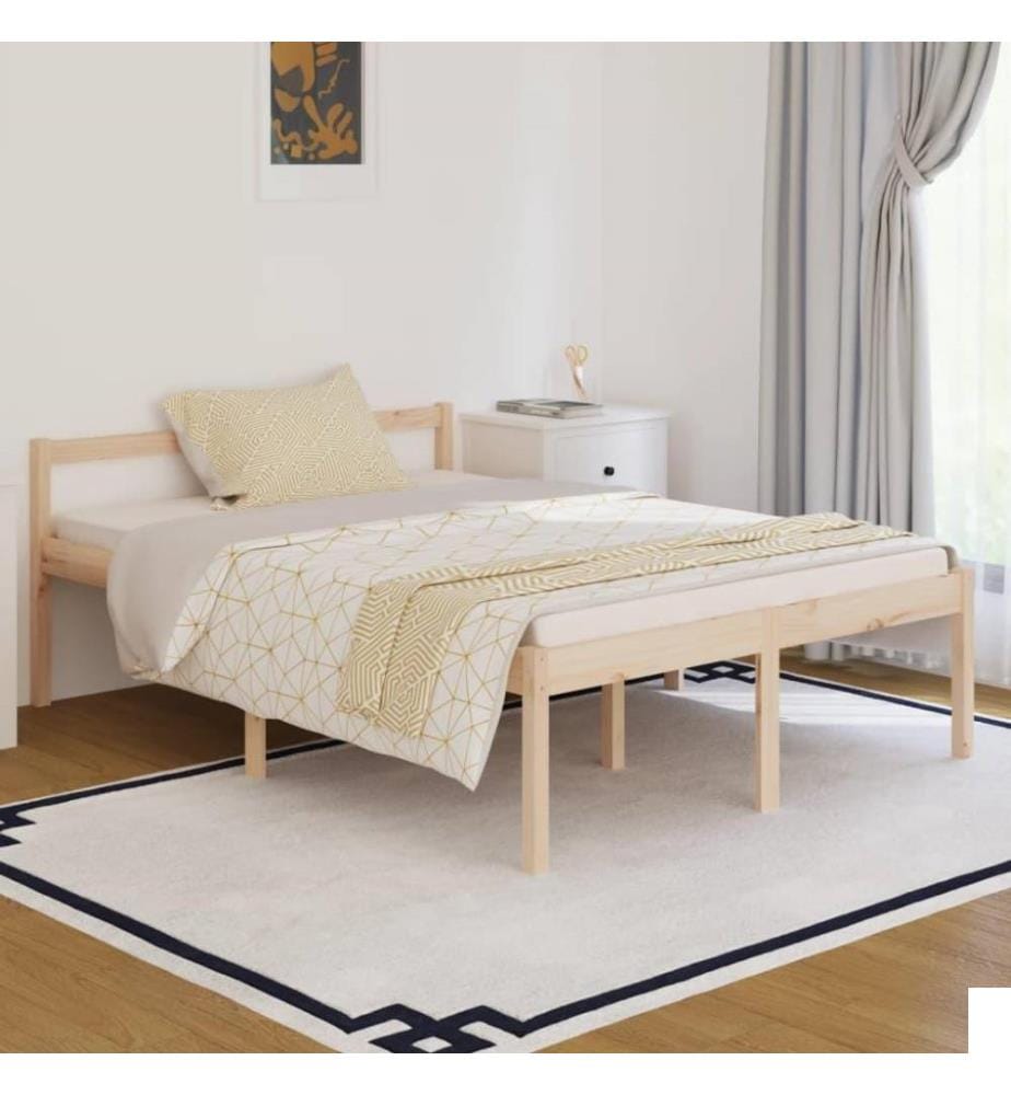 Cadre de lit Bois de pin massif 140x190 cm