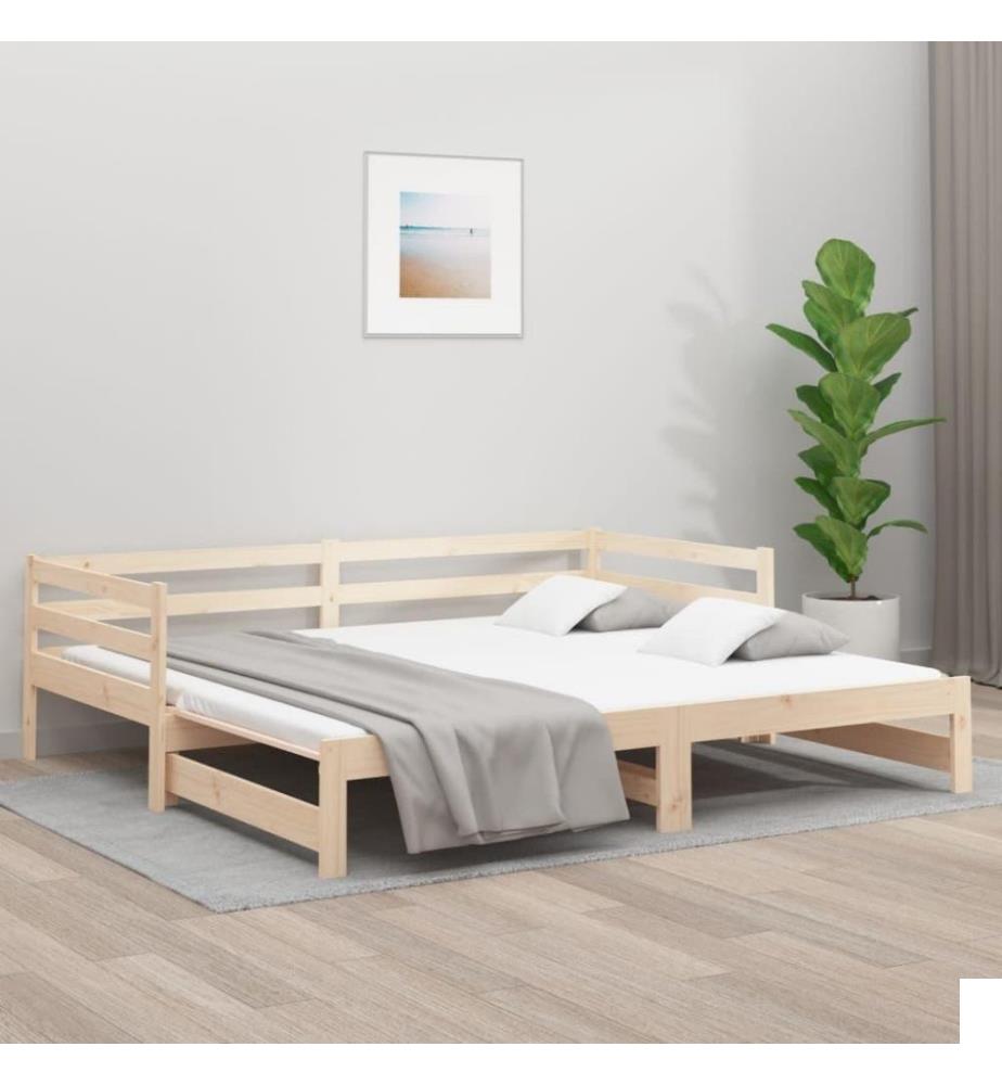 Lit coulissant 2x(90x190) cm Bois de pin massif