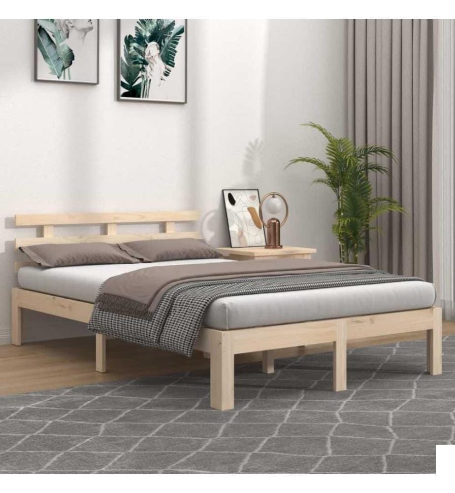 Cadre de lit Bois massif 135x190 cm Double