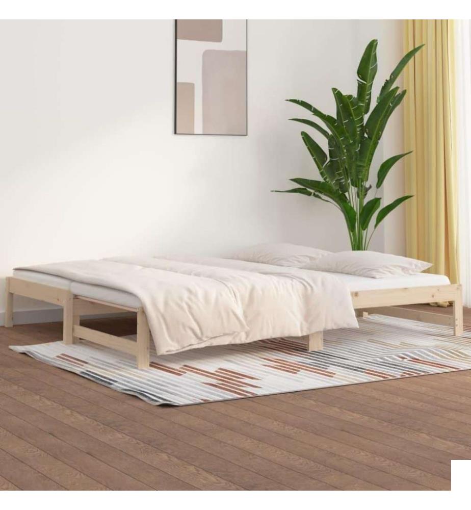 Lit coulissant 2x(90x190) cm Bois de pin massif