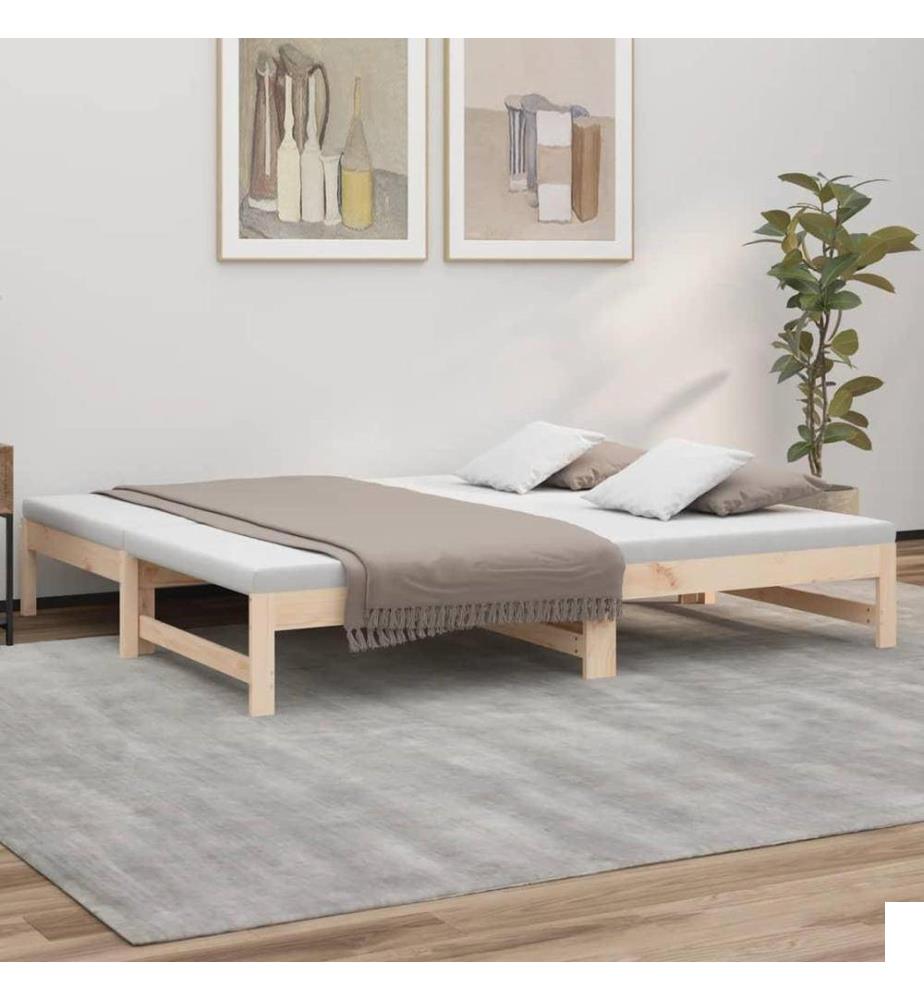 Lit coulissant 2x(90x190) cm Bois de pin massif