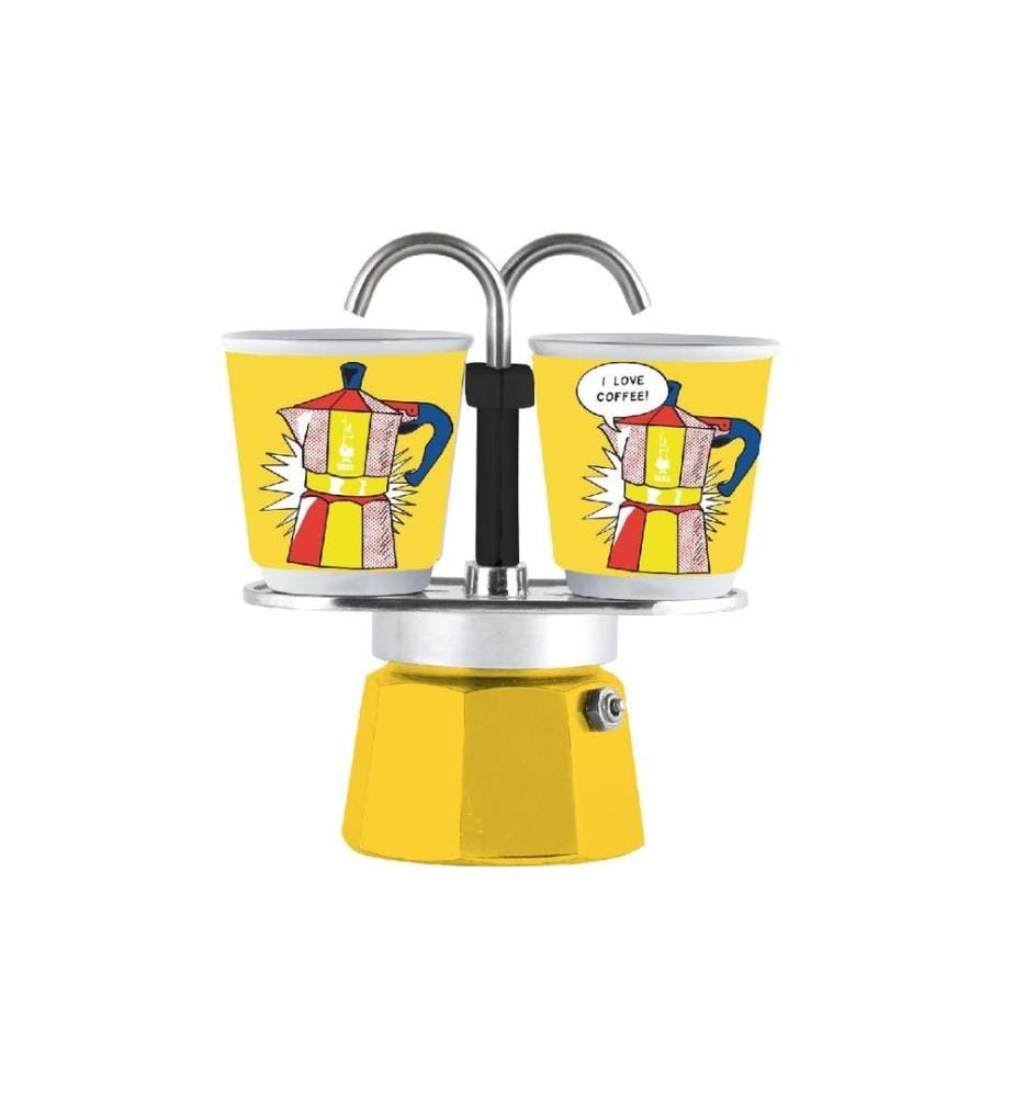 BIALETTI - Cafetière italienne Mini Express Lichtenstein 2 tasses, Jaune