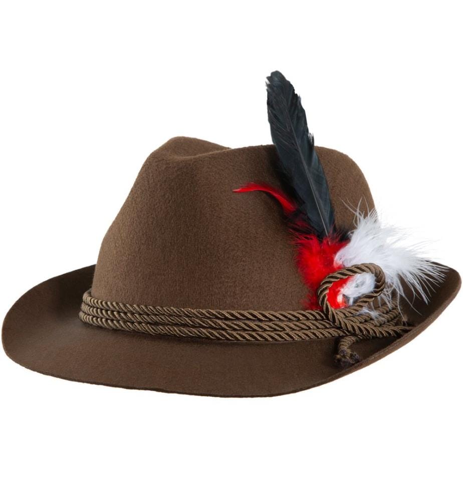 Chapeau traditionnel brun avec plume