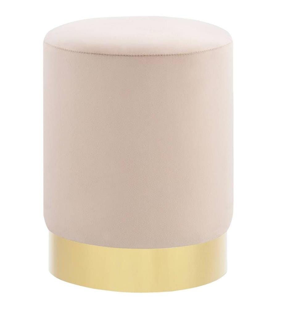 Tabouret Abricot et doré Velours 28 x 36 cm