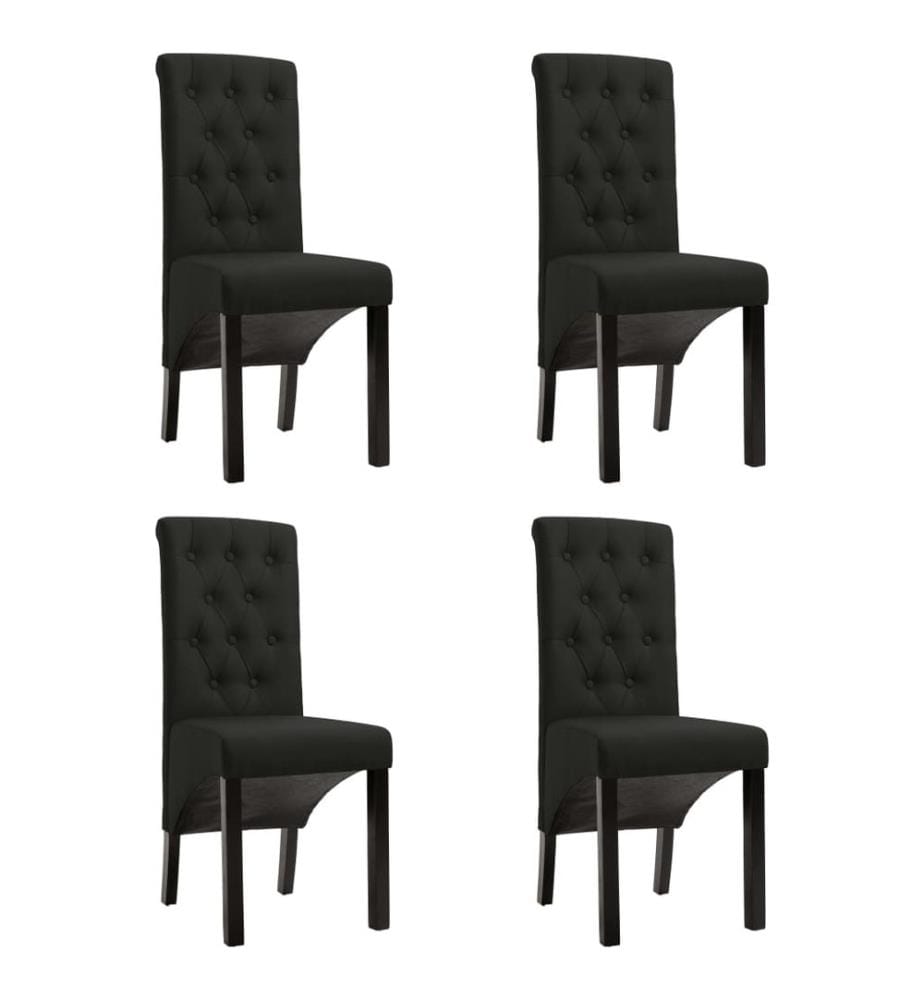 Chaises à manger lot de 4 noir tissu