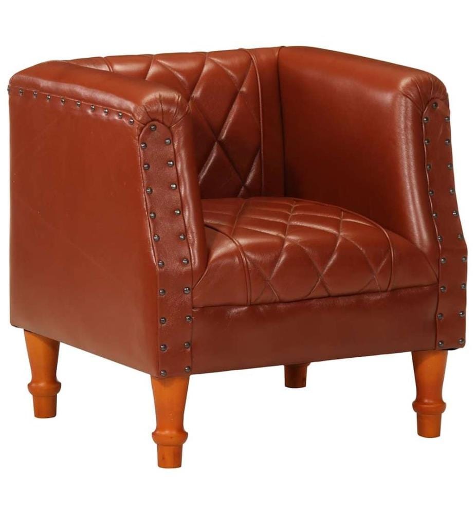 Chaise cabriolet marron Cuir véritable de chèvre