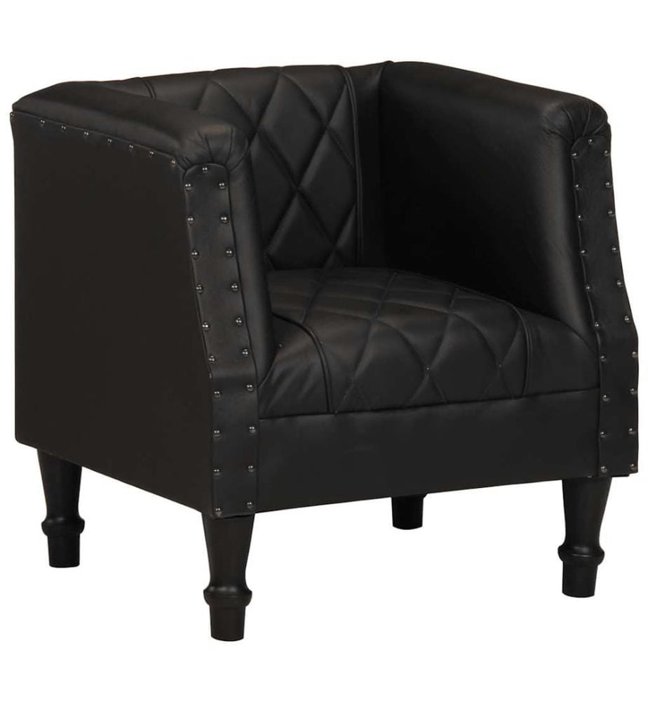 Chaise cabriolet Noir Cuir véritable de chèvre