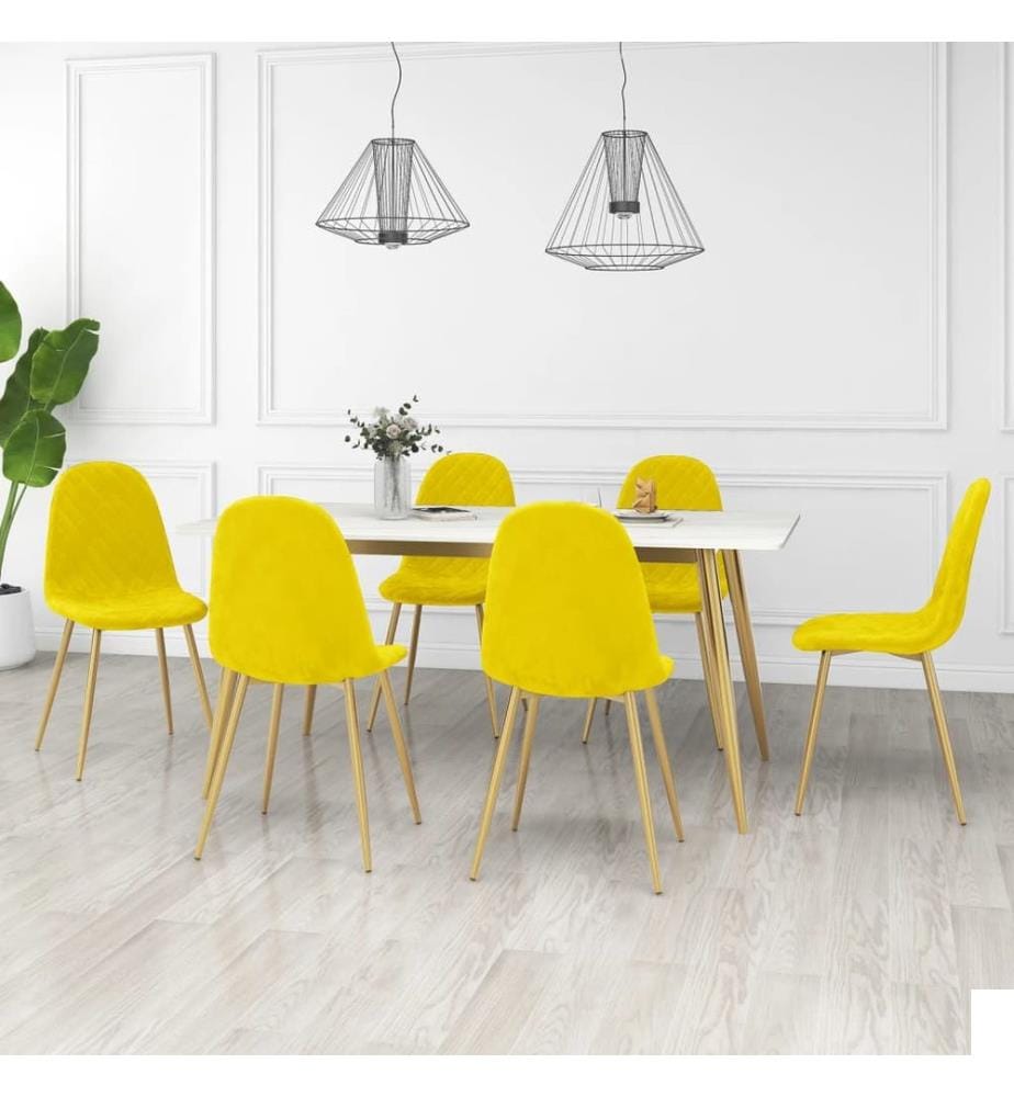 Chaises à manger lot de 6 Jaune moutarde Velours