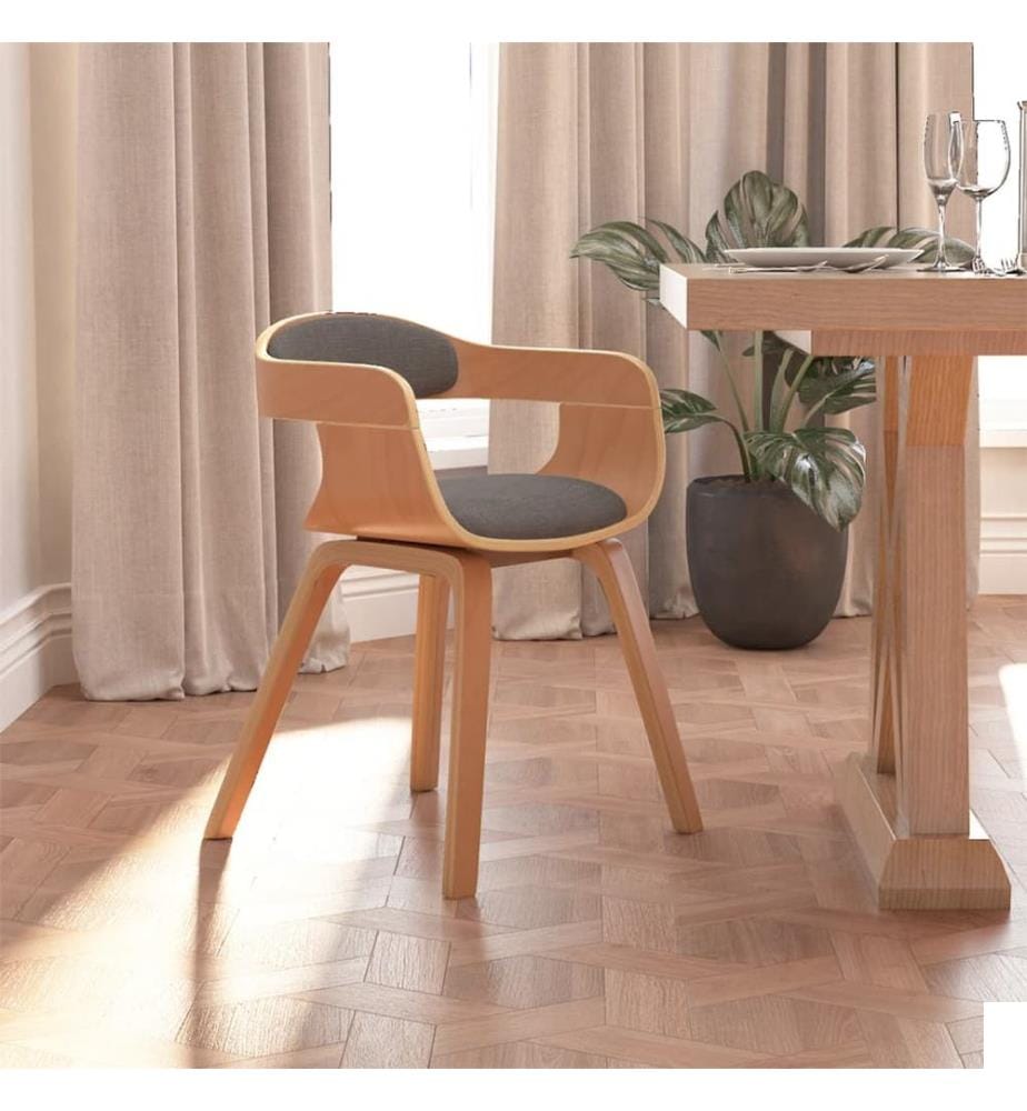 Chaise à manger Gris clair Bois courbé et tissu