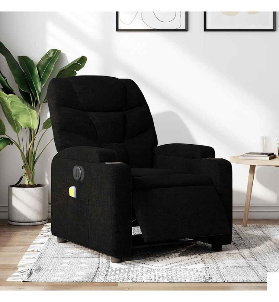 Fauteuil de massage inclinable électrique Noir Tissu