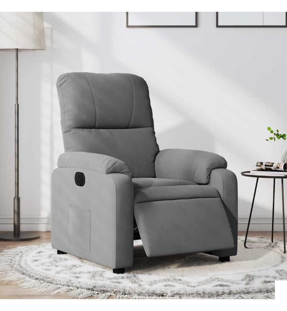 Fauteuil inclinable électrique gris foncé tissu microfibre