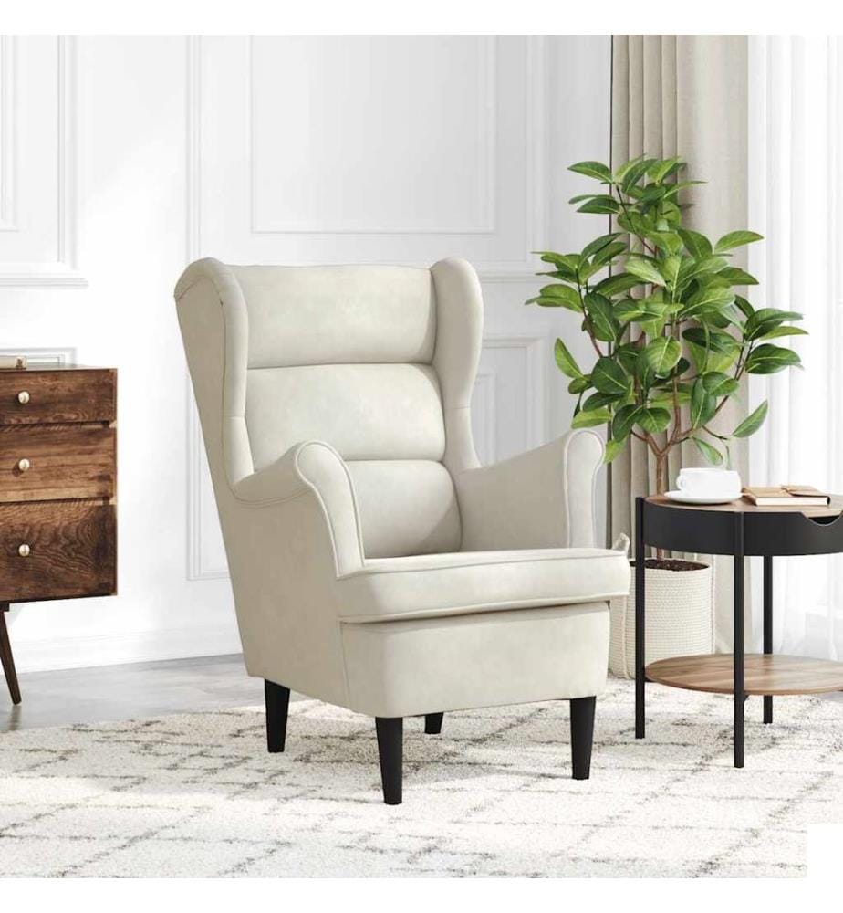 Fauteuil blanc crème velours