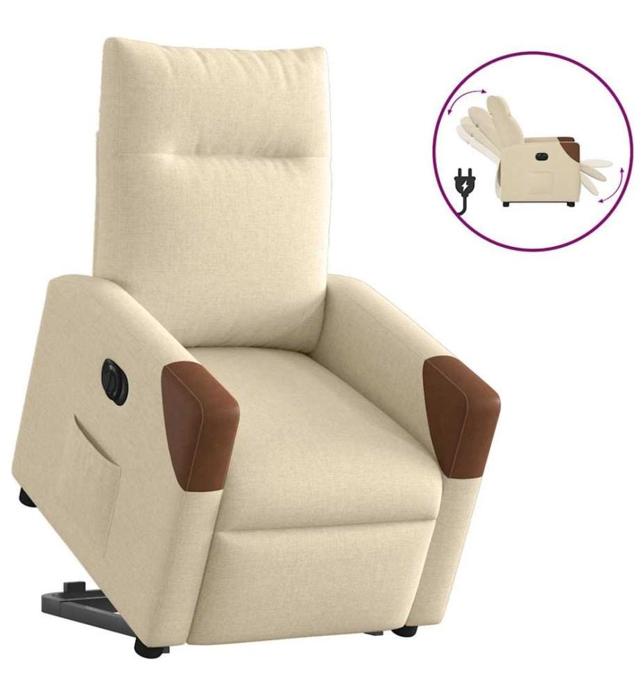 Fauteuil inclinable électrique crème tissu