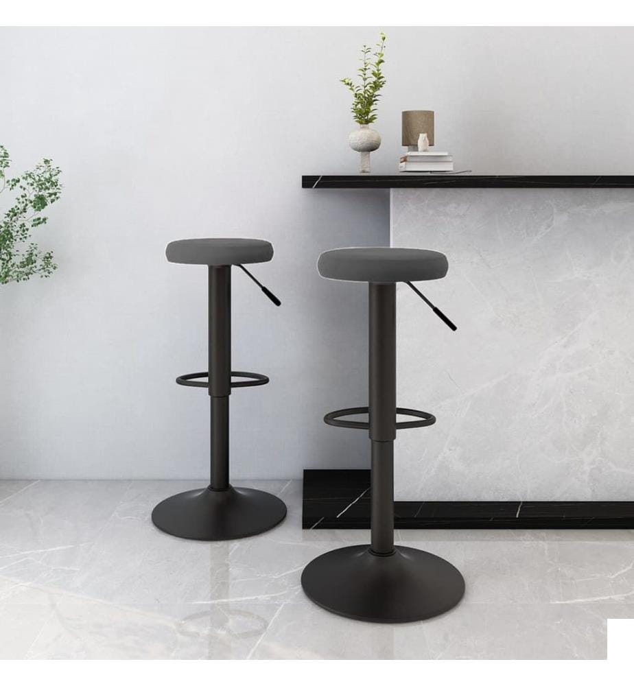 Tabourets de bar lot de 2 gris foncé velours