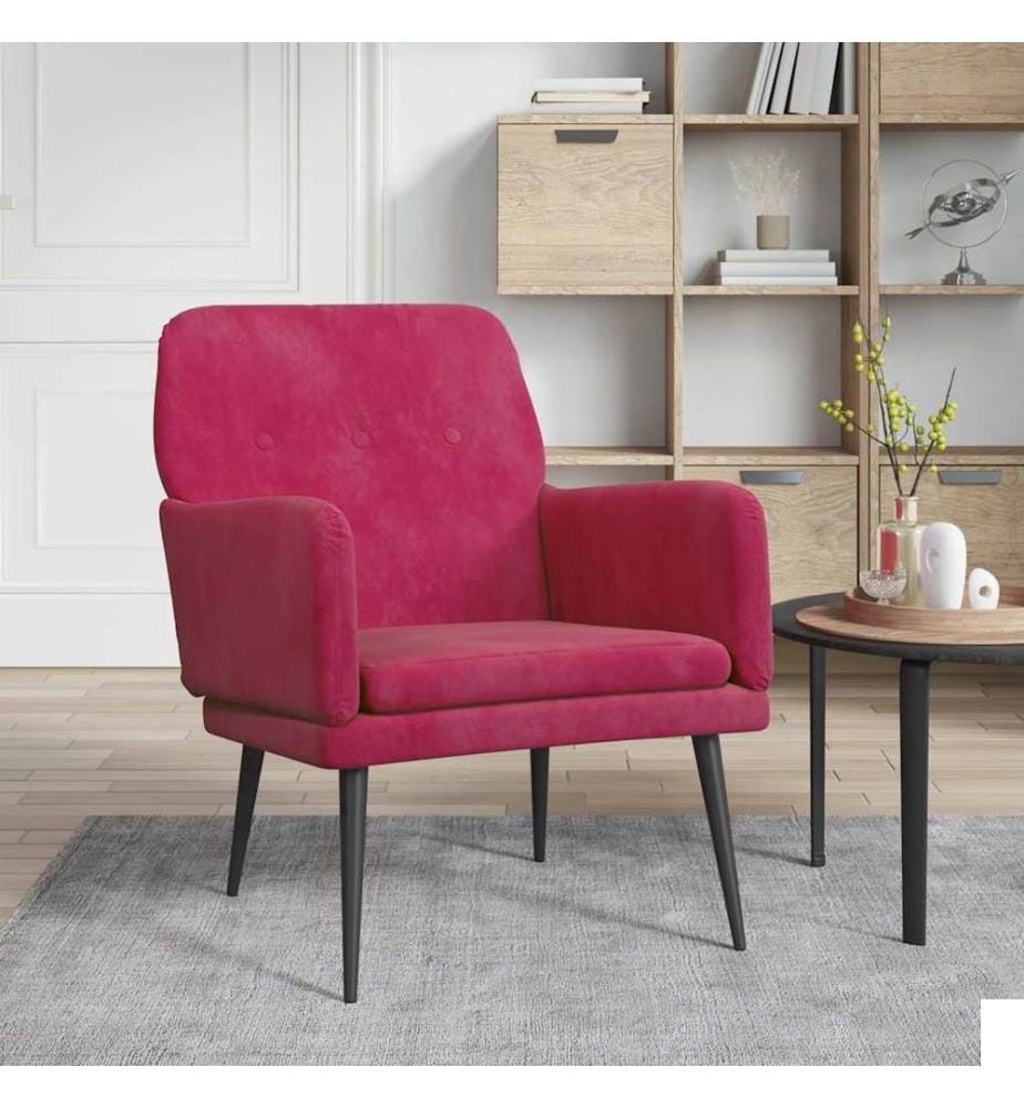Fauteuil Rouge bordeaux 62x79x79 cm Velours