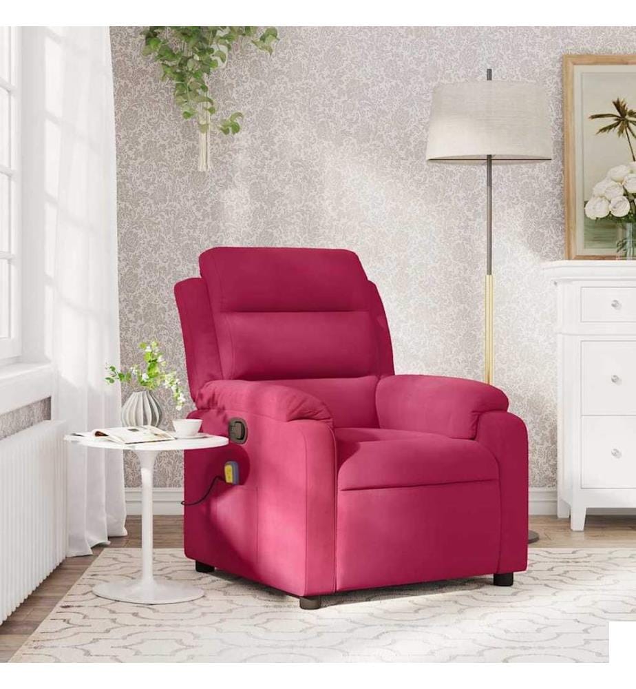 Fauteuil de massage inclinable rouge bordeaux velours