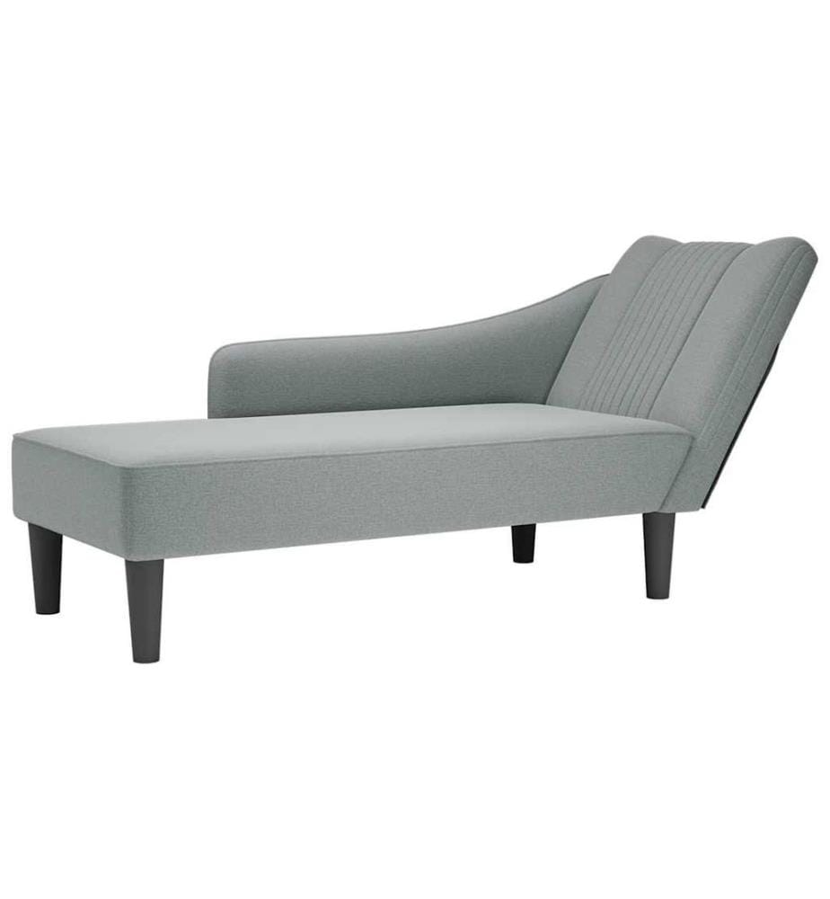 Fauteuil long avec accoudoir droit gris clair tissu