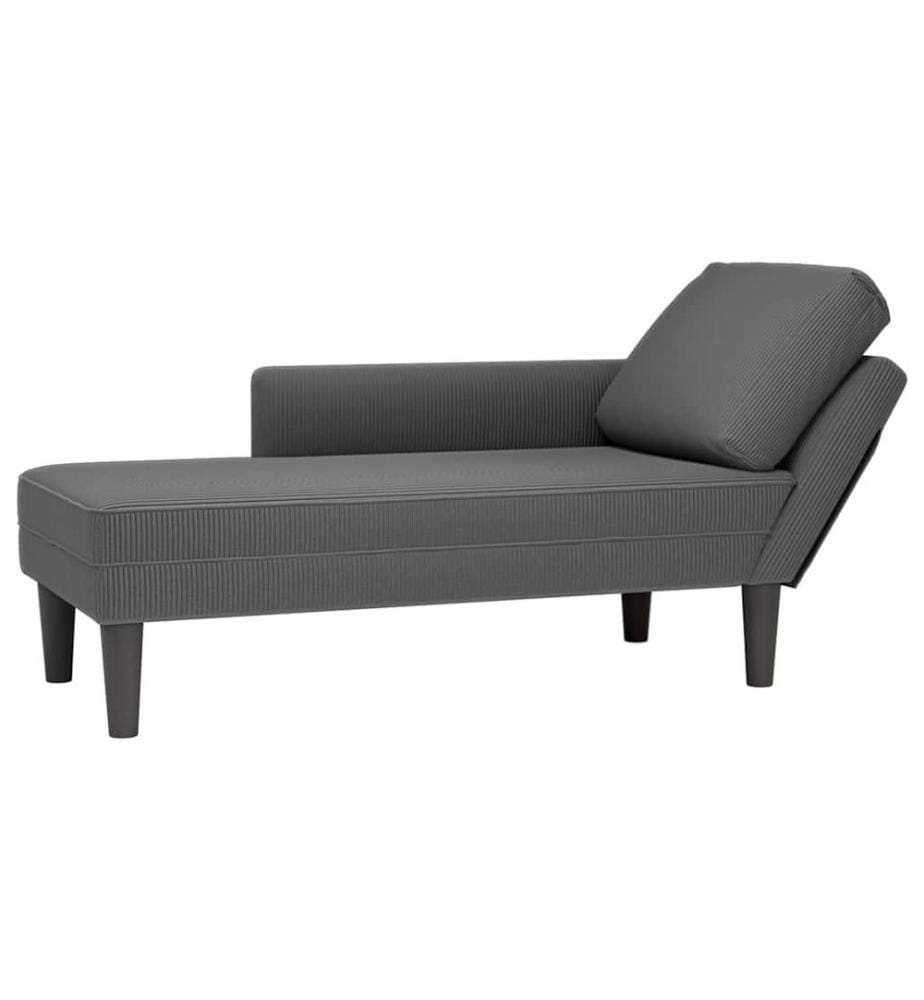 Chaise longue avec coussin gris foncé tissu en velours côtelé
