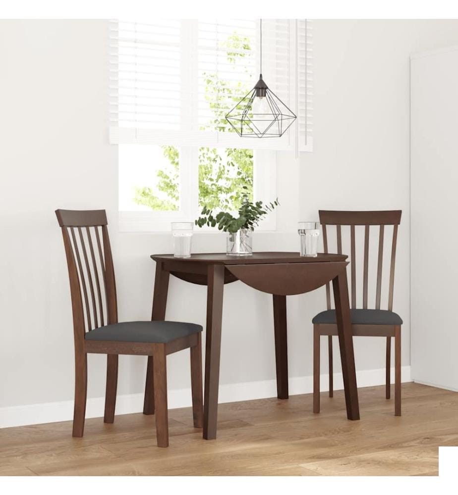 Chaises à manger coussins 2 pcs marron bois massif caoutchouc