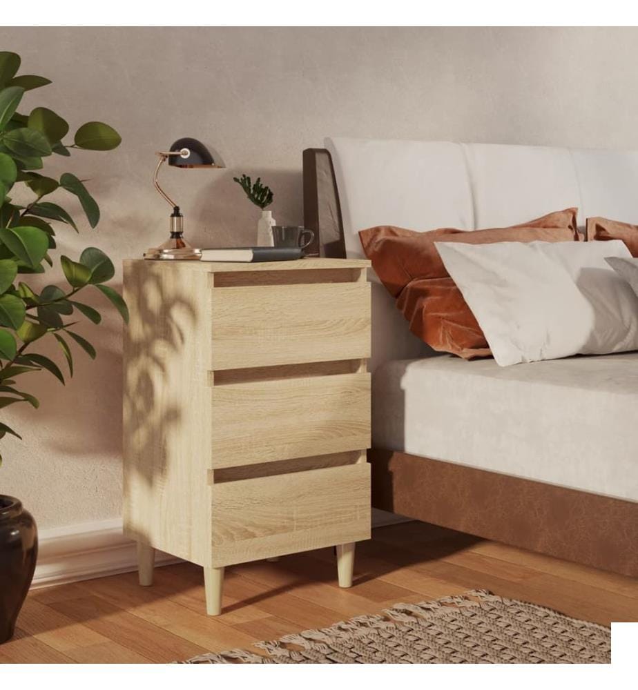 Table de chevet avec pieds en bois chêne sonoma 40x35x69 cm