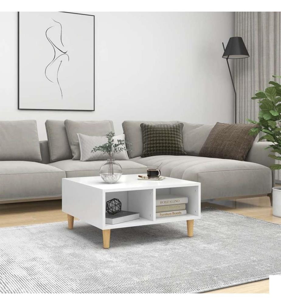 Table basse blanc 60x60x30 cm bois d'ingénierie