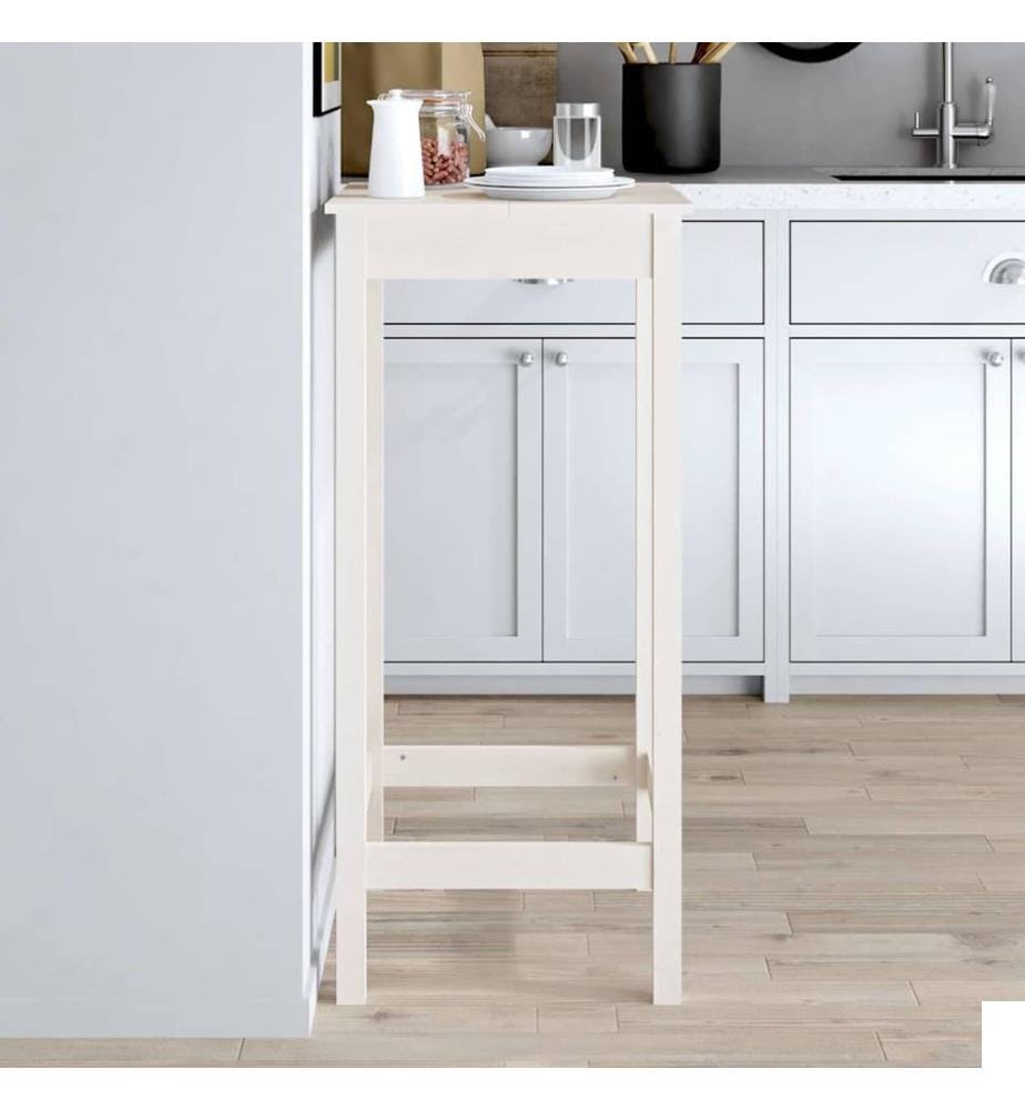 Table de bar blanc 50x50x110 cm bois massif de pin