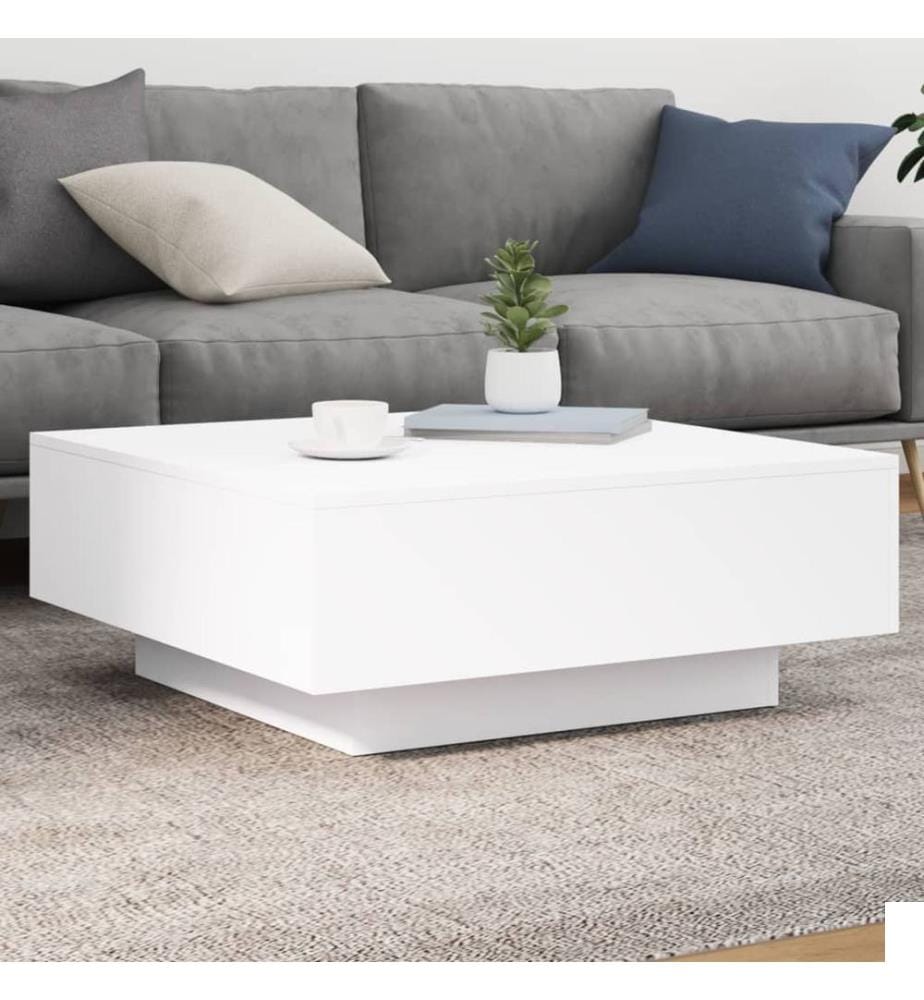Table basse avec lumières LED blanc 80x80x31 cm