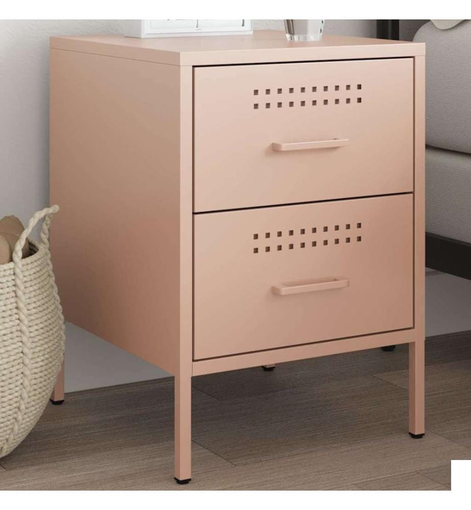 Table de chevet rose 36x39x50,5 cm acier