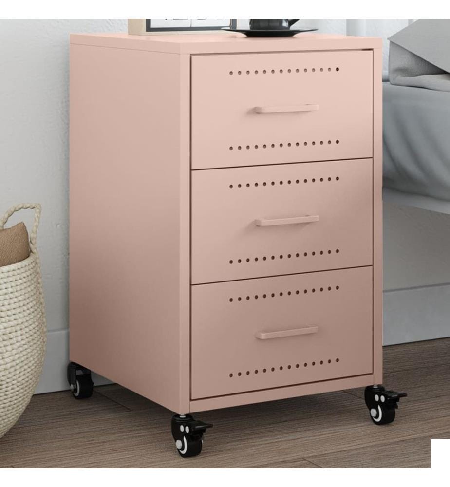 Table de chevet rose 36x39x59 cm acier