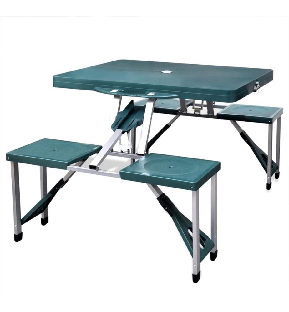 Ensemble de table pliable de camping avec 4 tabourets aluminium