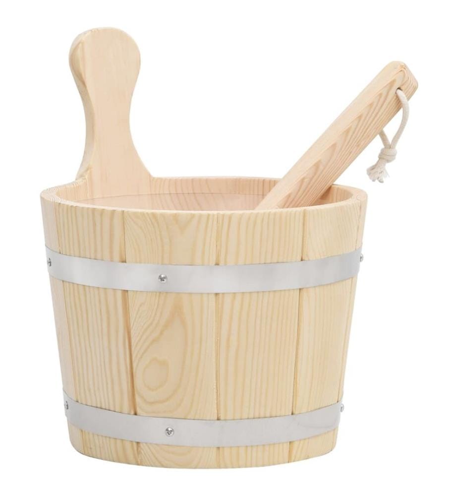 Ensemble de seau et louche pour sauna Bois massif de pin
