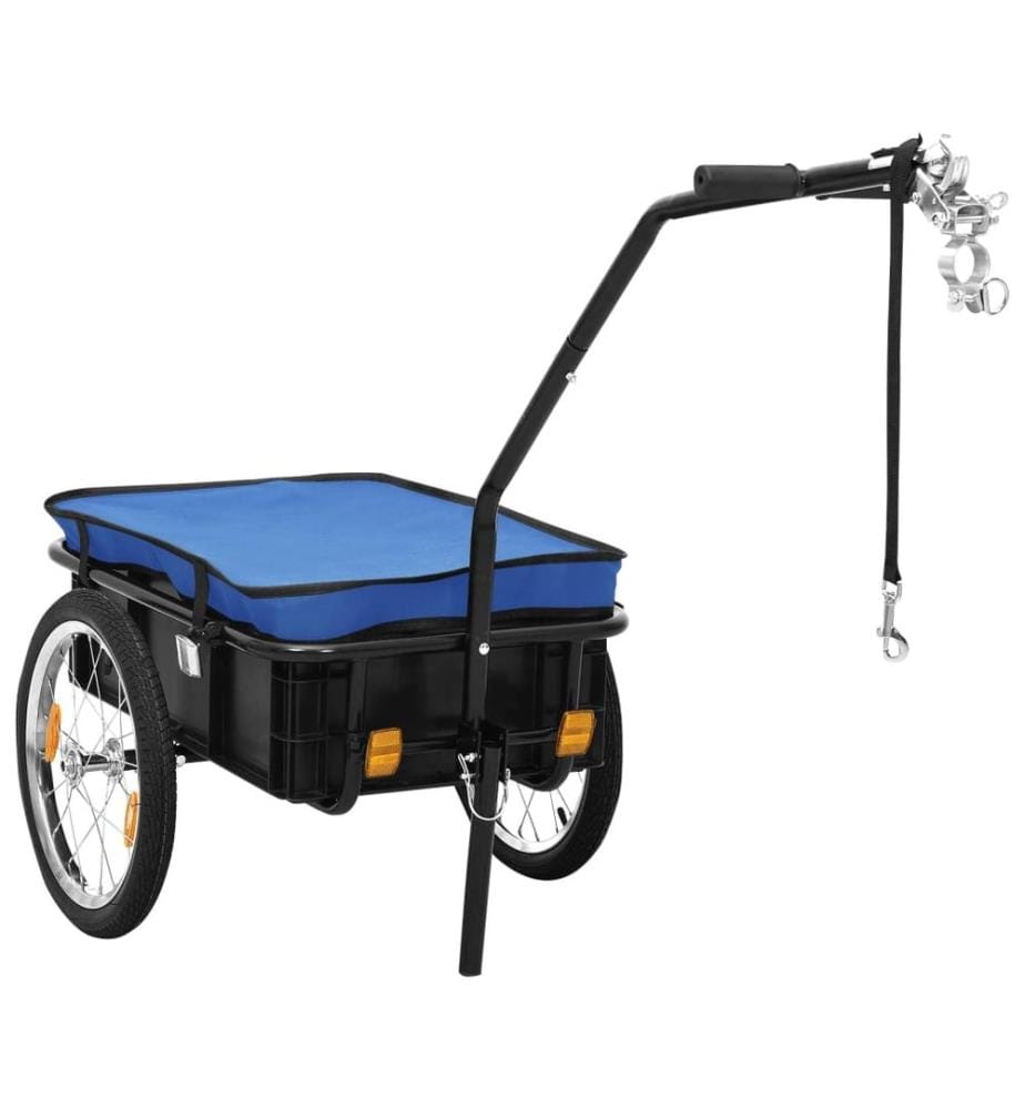 Remorque de vélo/chariot à main 155x60x83 cm acier bleu