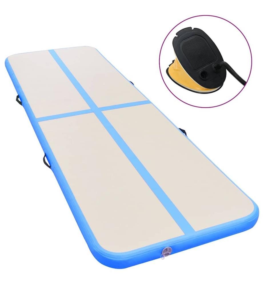 Tapis gonflable de gymnastique avec pompe 600x100x10cm PVC Bleu