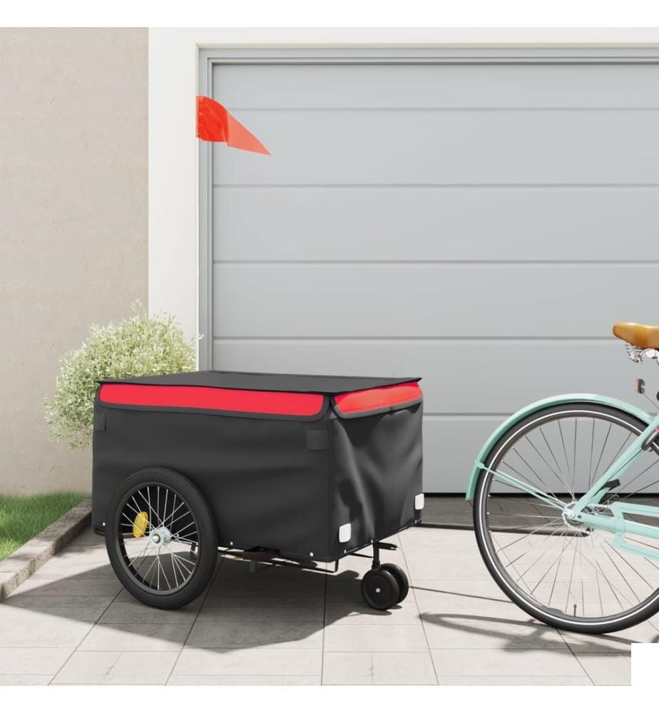 Remorque de vélo noir et rouge 45 kg fer