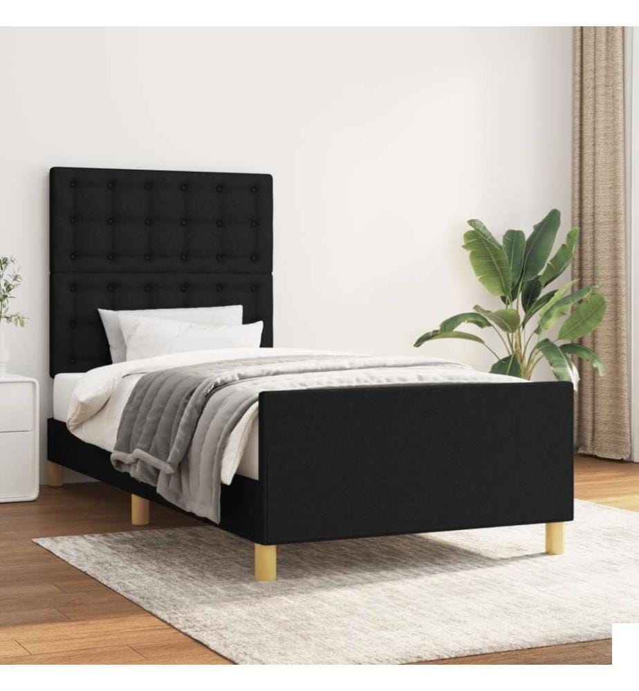 Cadre de lit avec tête de lit Noir 90x200 cm Tissu